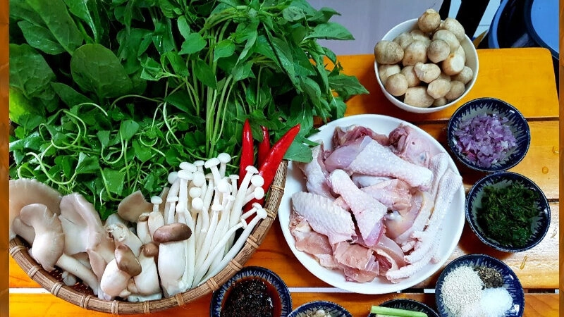 cách nấu lẩu gà lá é