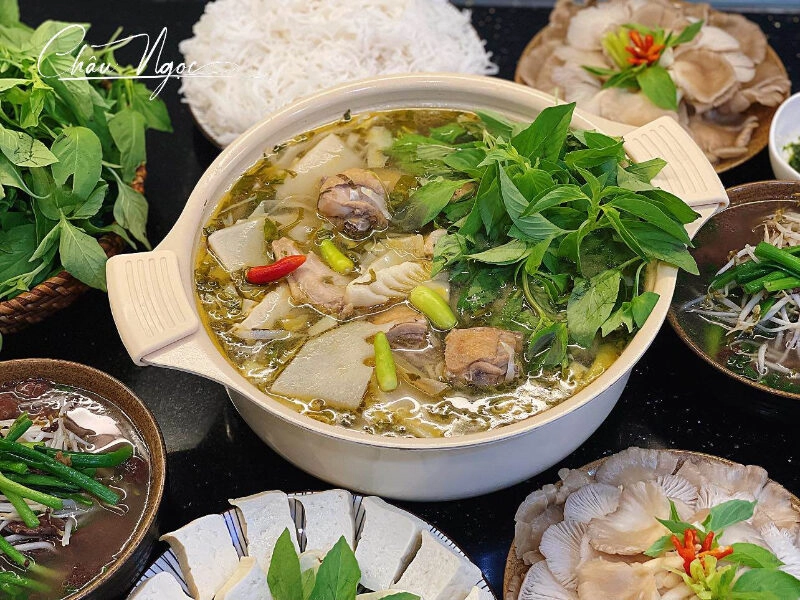 cách nấu lẩu gà lá é