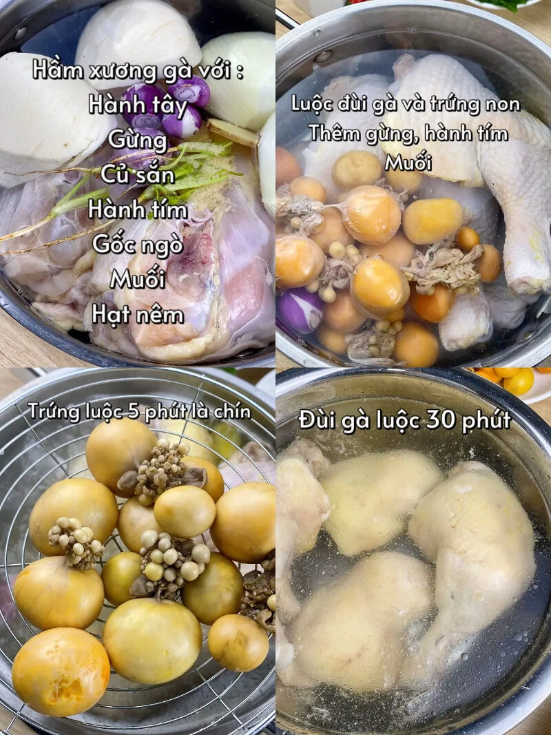 cách nấu miến gà